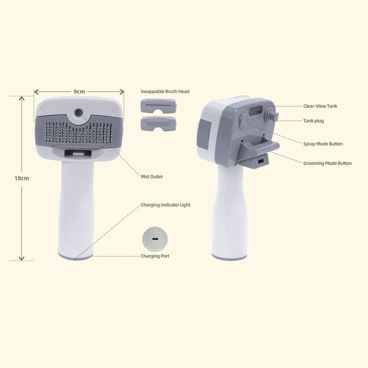 Brosse vaporisatrice pour animaux de compagnie – Peigne de toilettage 3 en 1