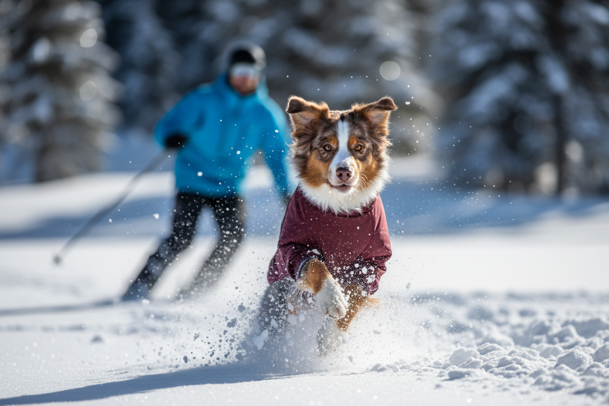 澳牧雪地跳跃特写